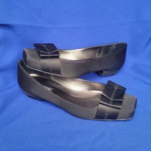 Claudia Ciuti Black Opera Pump Heels Low Heel with Bow